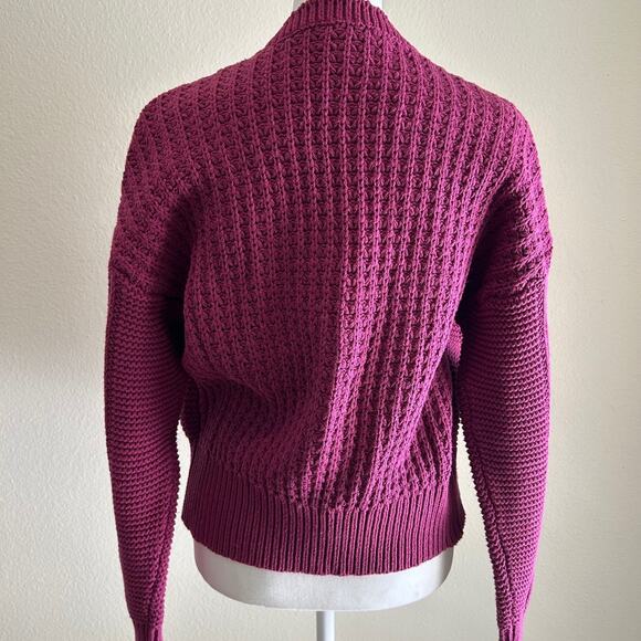 Sundance Catalog Henrietta Cardigan Button Down SZS Cranberry Chunky Sweater - Picture 2 of 10